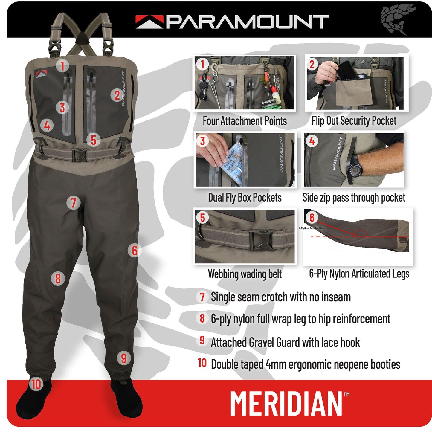 Paramount Outdoors Meridian Breathable Stockingfoot Fly Fishing Chest Wader (Men's X-Large)