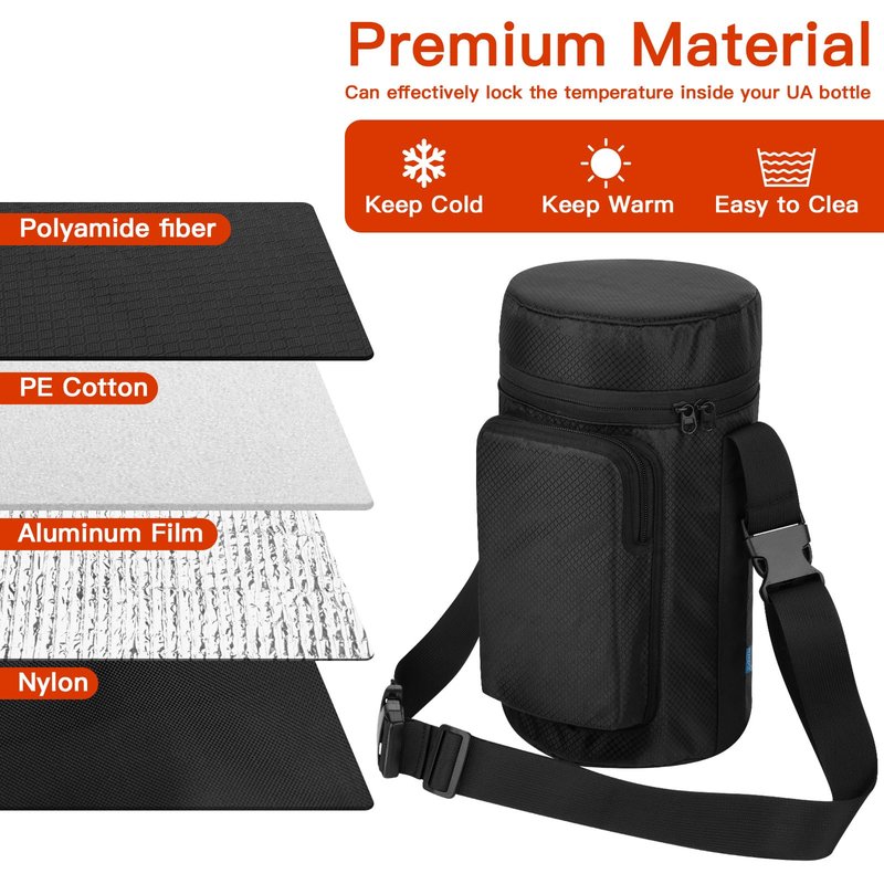 Xxerciz Water Bottle Carrier Bag for Under Armour 64oz Water Bottle Jug, Water Bottle Holder with Detachable Strap and Handle, Bottle Sleeve with Phone Pocket for Gym Walking