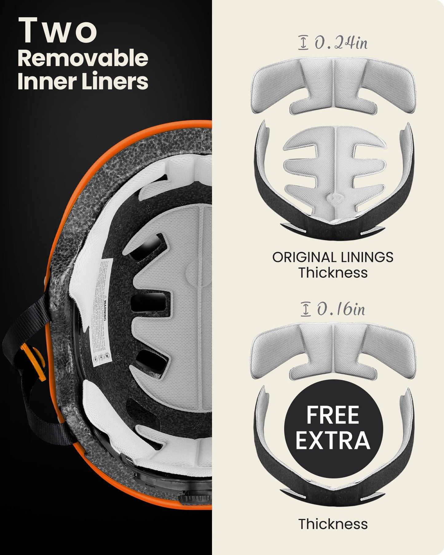 OutdoorMaster Skateboard Cycling Helmet - Two Removable Liners Ventilation Multi-Sport Scooter Roller Skate Inline Skating for Kids, Youth & Adults - XS - Orange