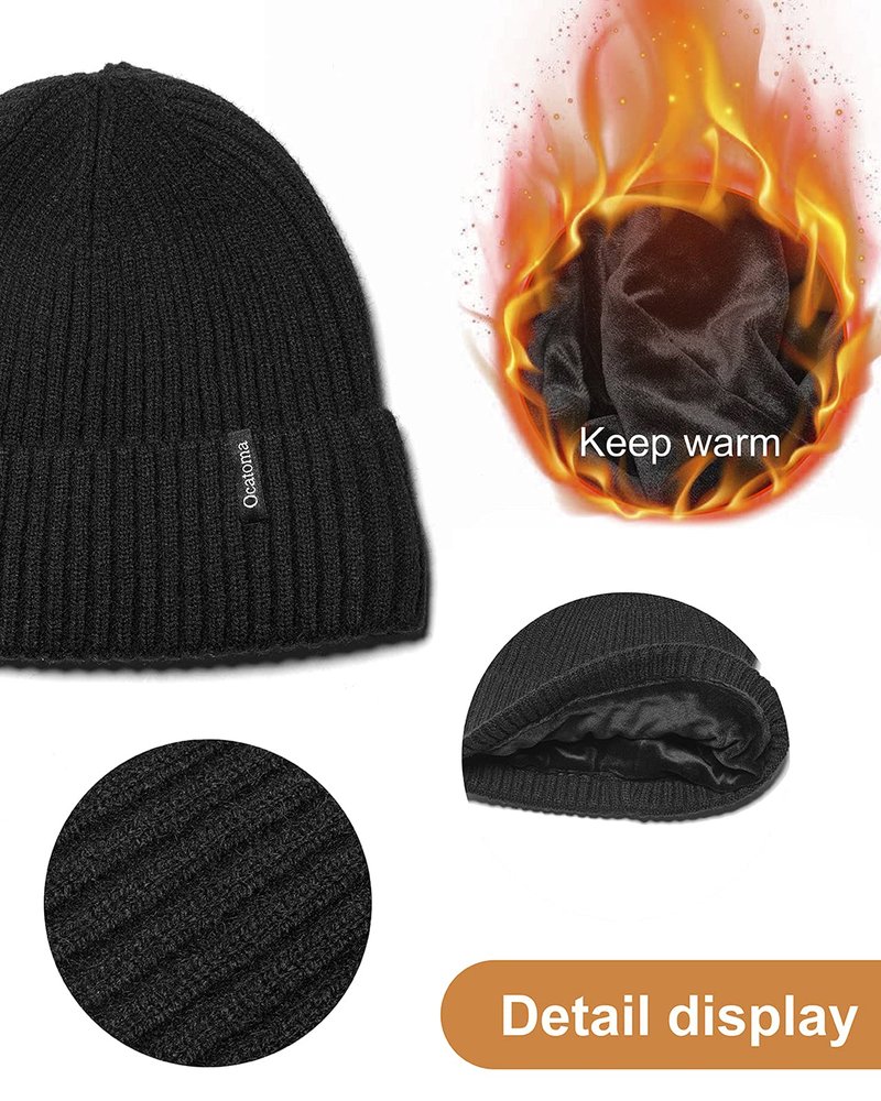 Ocatoma Beanie for Men Women Warm Winter Knit Cuffed Beanie Soft Warm Ski Hats Unisex Chocolate Brown