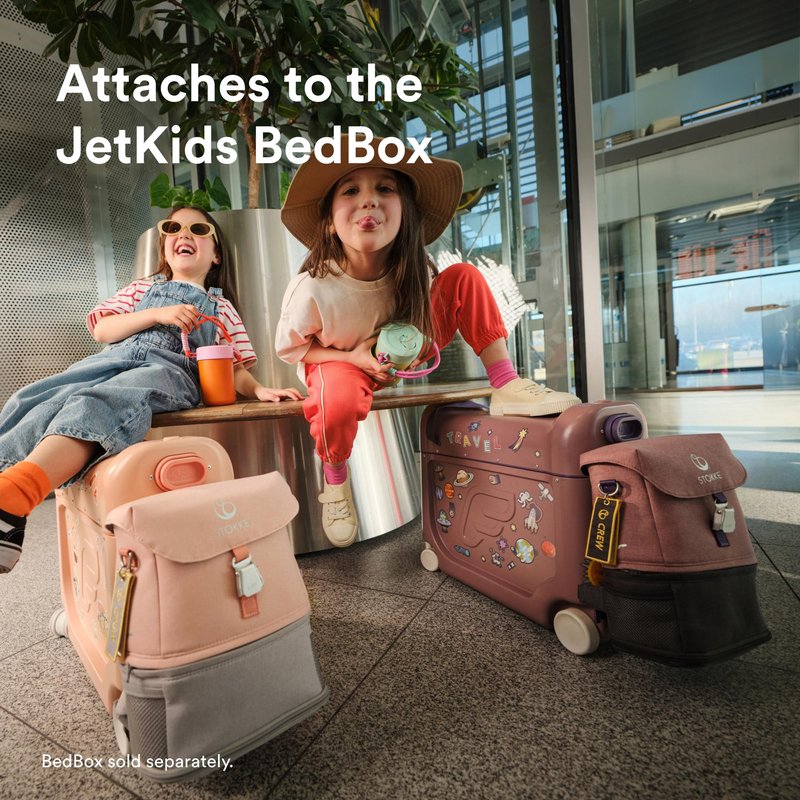 Stokke JetKids BackPack, Pink Lemonade - Expandable Design for Kids 2-7 Years Old - Easy-to-Clean, Water Repellent Fabric - Includes Pull-Out Seat Pad, Name Tag & Detachable Captain Stripes