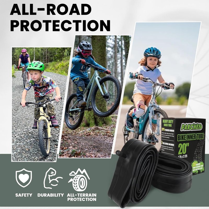Heavy Duty Bike Inner Tube - 20 x 1.75/1.95/2.10/2.125 | Thick Schrader Valve Bicycle Tube for Road & MTB Cruisers
