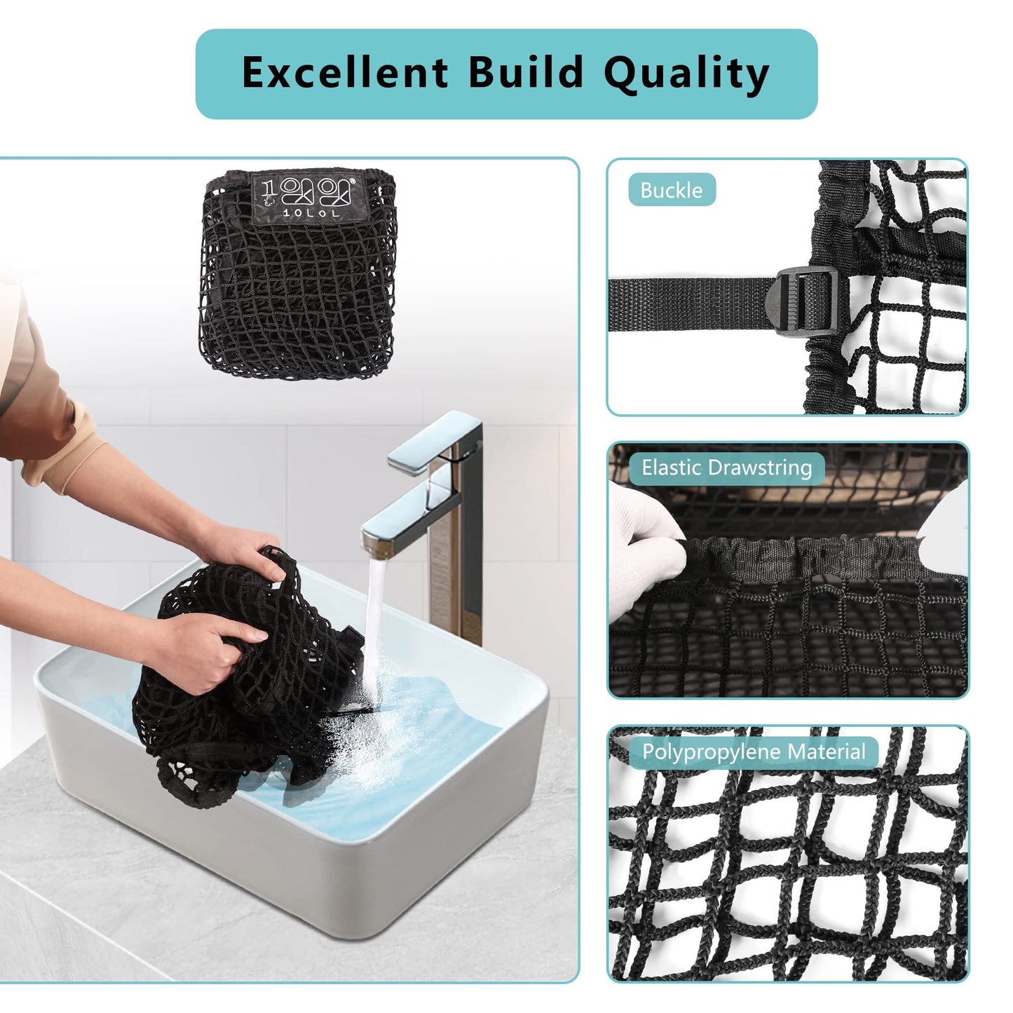 10L0L 4 Passenger Golf Cart Cargo Net for Yamaha,Club Car,EZGO, Adjustable Elastic Storage Net, Simple Golf Cart Cargo Mesh Organizer Nets with Strong Buckle