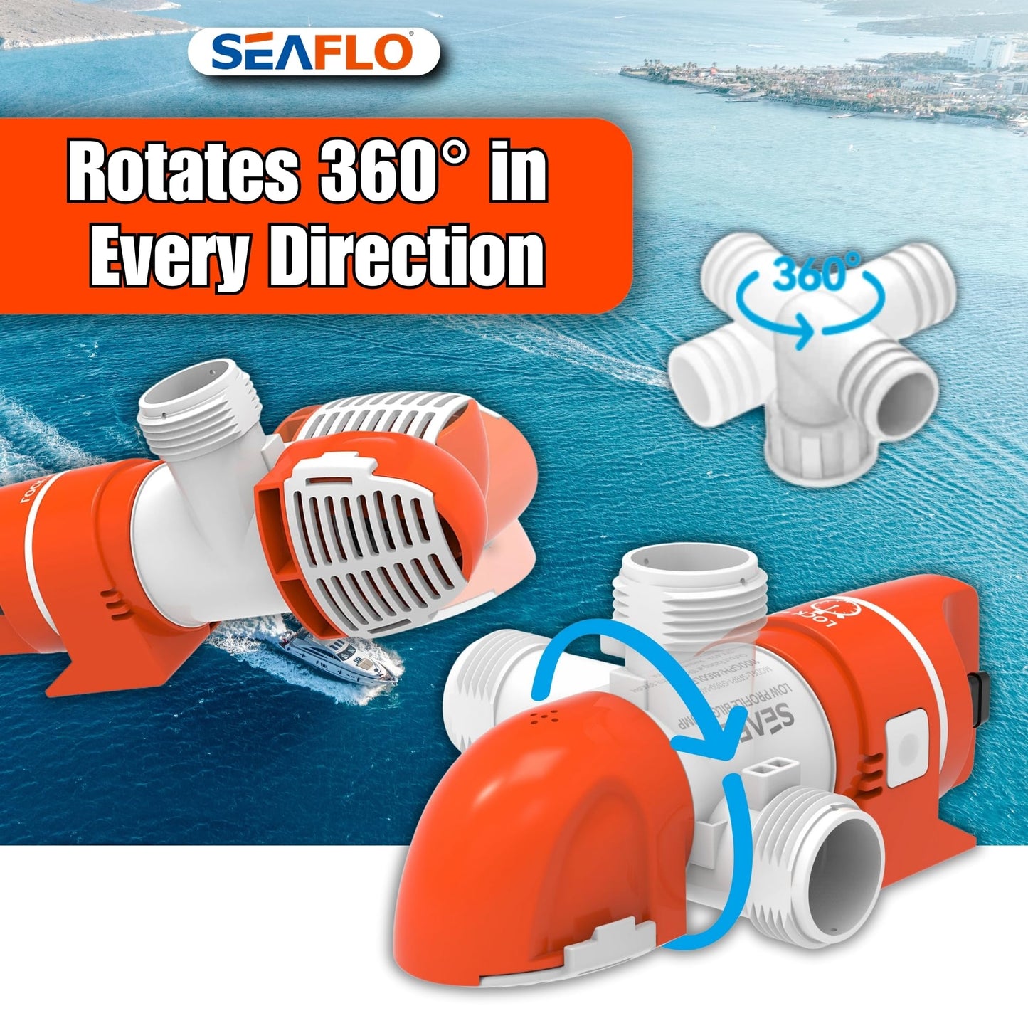 SEAFLO 14A Series 12V 1100 GPH Automatic Low Profile Water Sensing Bilge Pump | Compact, Efficient, and Reliable with 4-Year Warranty