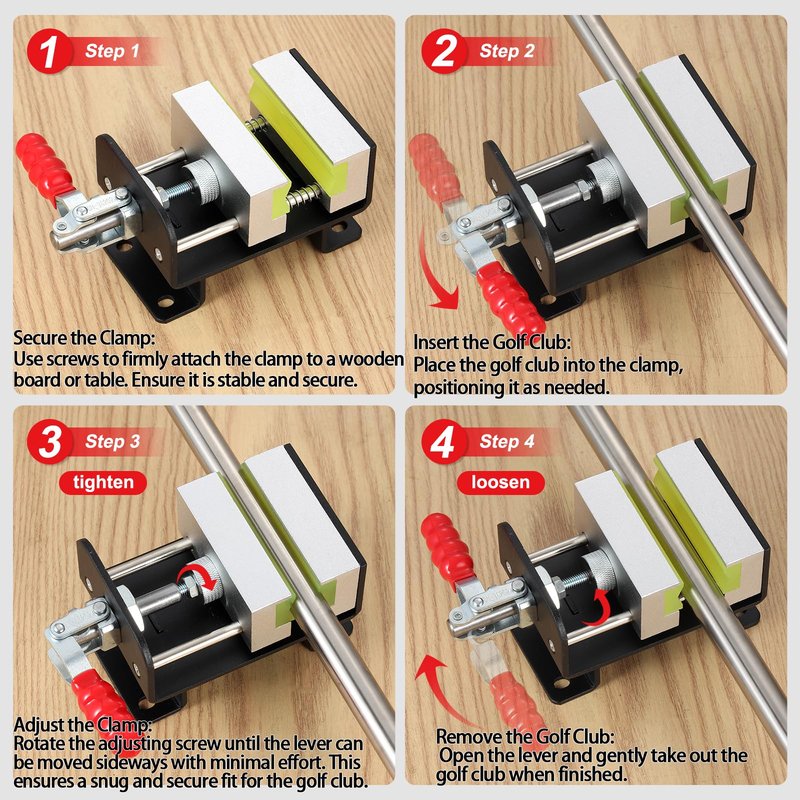 MistyBrew Professional Golf Club Regripping Vise - Heavy-Duty Grip Removal Tool with Protective Jaws & Sharp Hook Blade, Rock-Solid Mounting for DIY Shaft Repair (Visual Guide Included)
