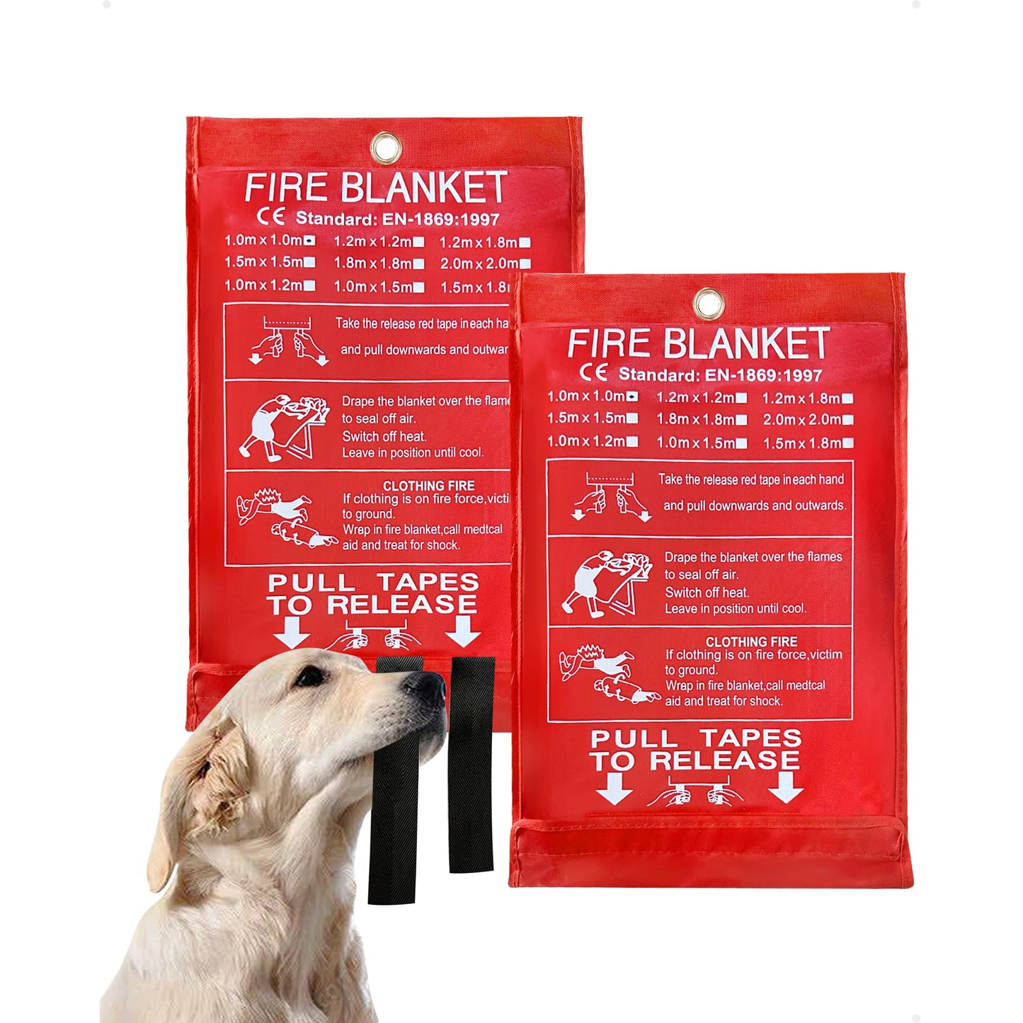 LaSyL Emergency Fire Blanket for Home and Kitchen, 40" x 40"(Pack of 2), Fire Supression Blanket Good for Fireplace, School, Grill, Car, Office