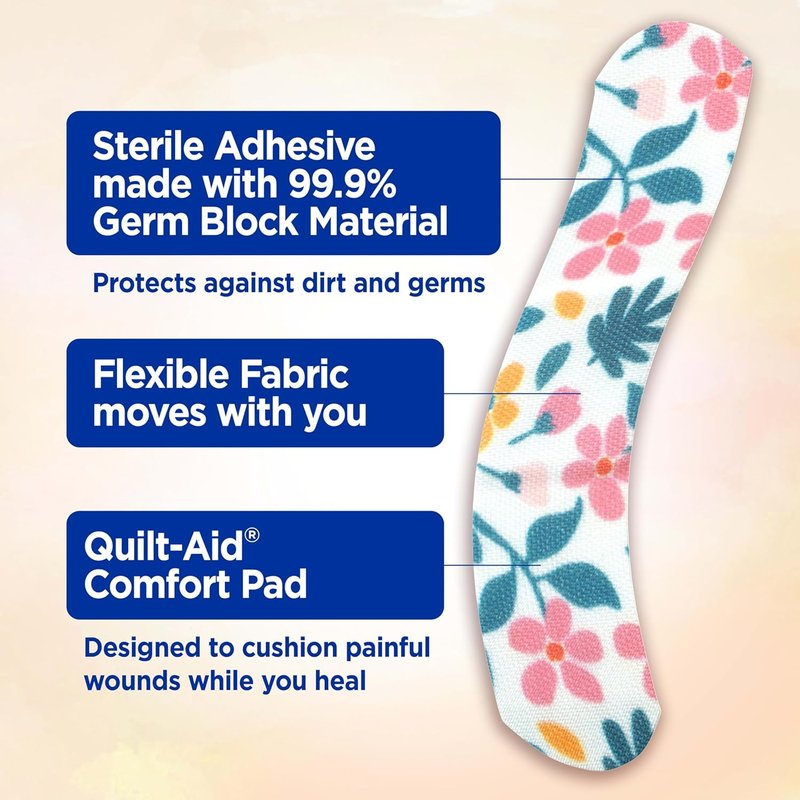 Flexible Fabric Adhesive Bandages - Comfortable Wound Care for Minor Cuts & Scrapes | Wildflower Design, 30 ct