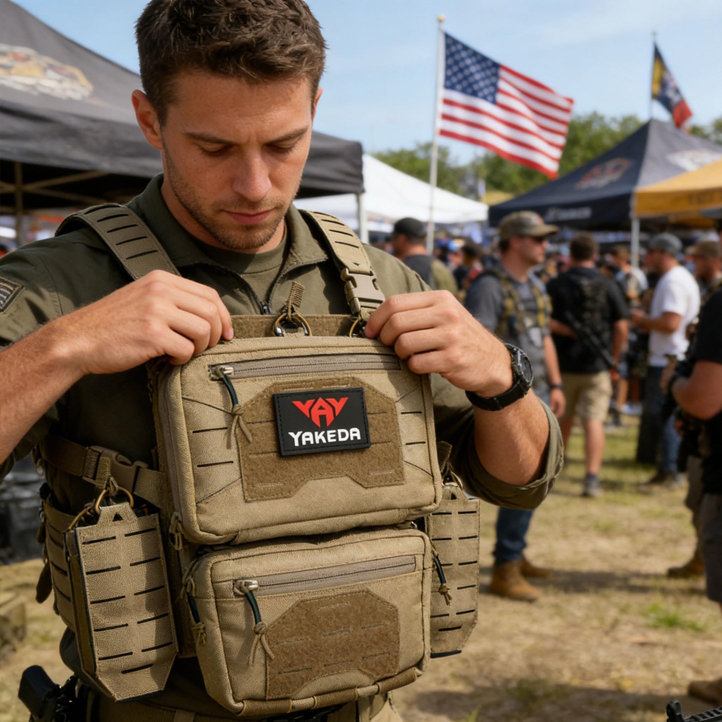 YAKEDA Tactical Chest Mini Rig Vest with Magazine Pouch Adjustable Detachable Laser-cutting Molle Modular Chest Vest (Light black)