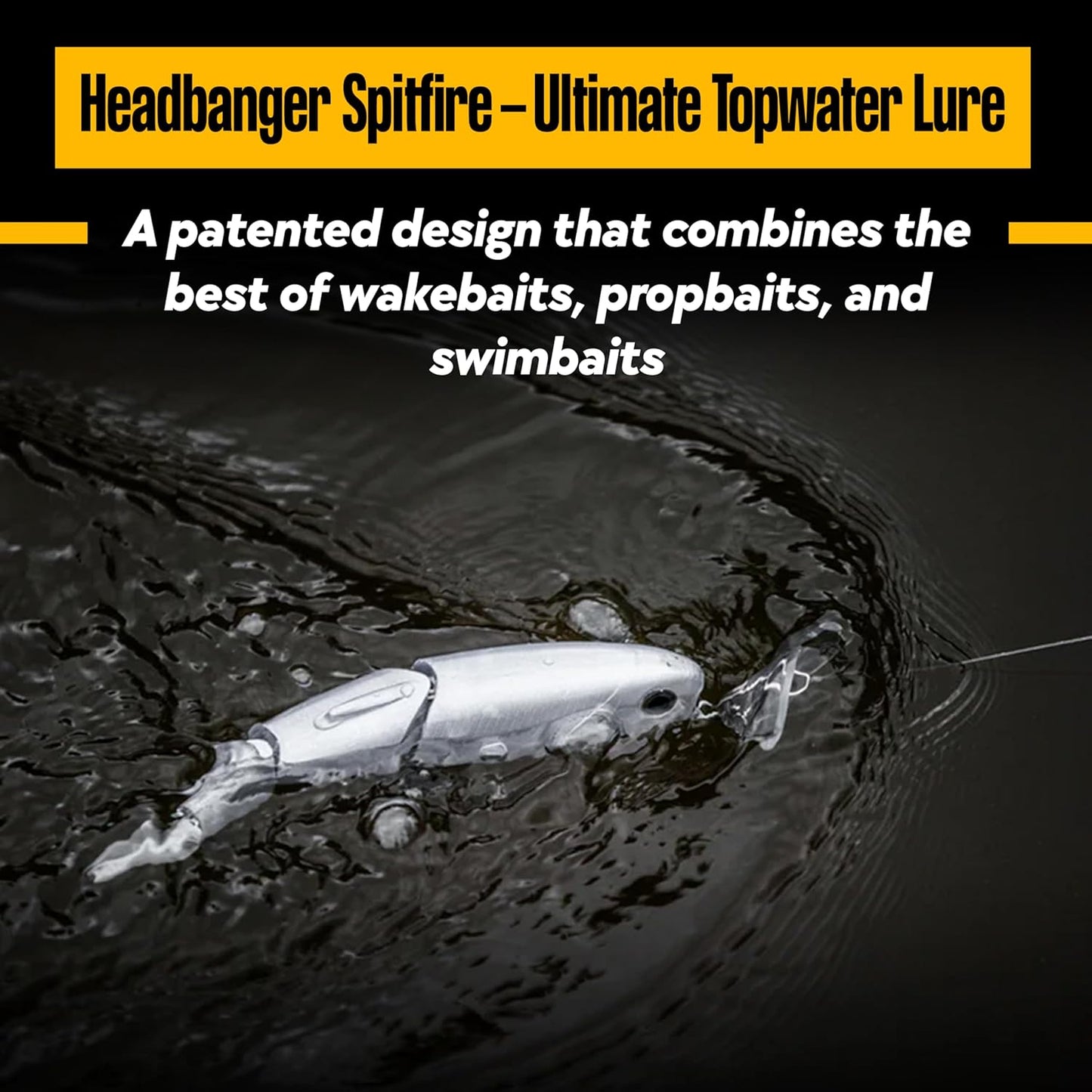 Topwater Fishing Lure | Headbanger Spitfire Hybrid Wakebait & Propbait for Bass, Pike & Musky - 4.5" & 6.5" Sizes
