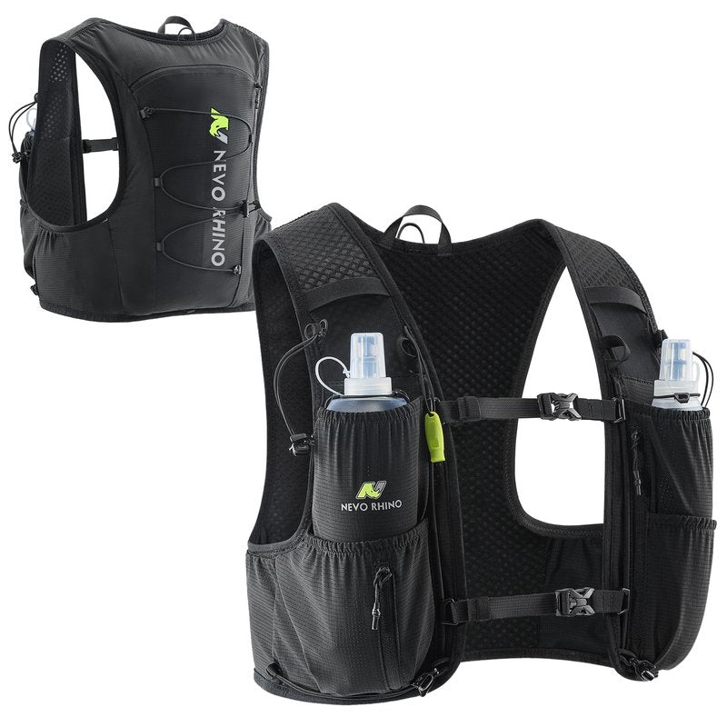 N NEVO RHINO Running Vest for Women Men, 5L Lightweight Running Hydration Vest with 2 TPU 500ml Soft Flask, Breathable Hydration Backpack for Trail Running, Hiking, Shorter Runs