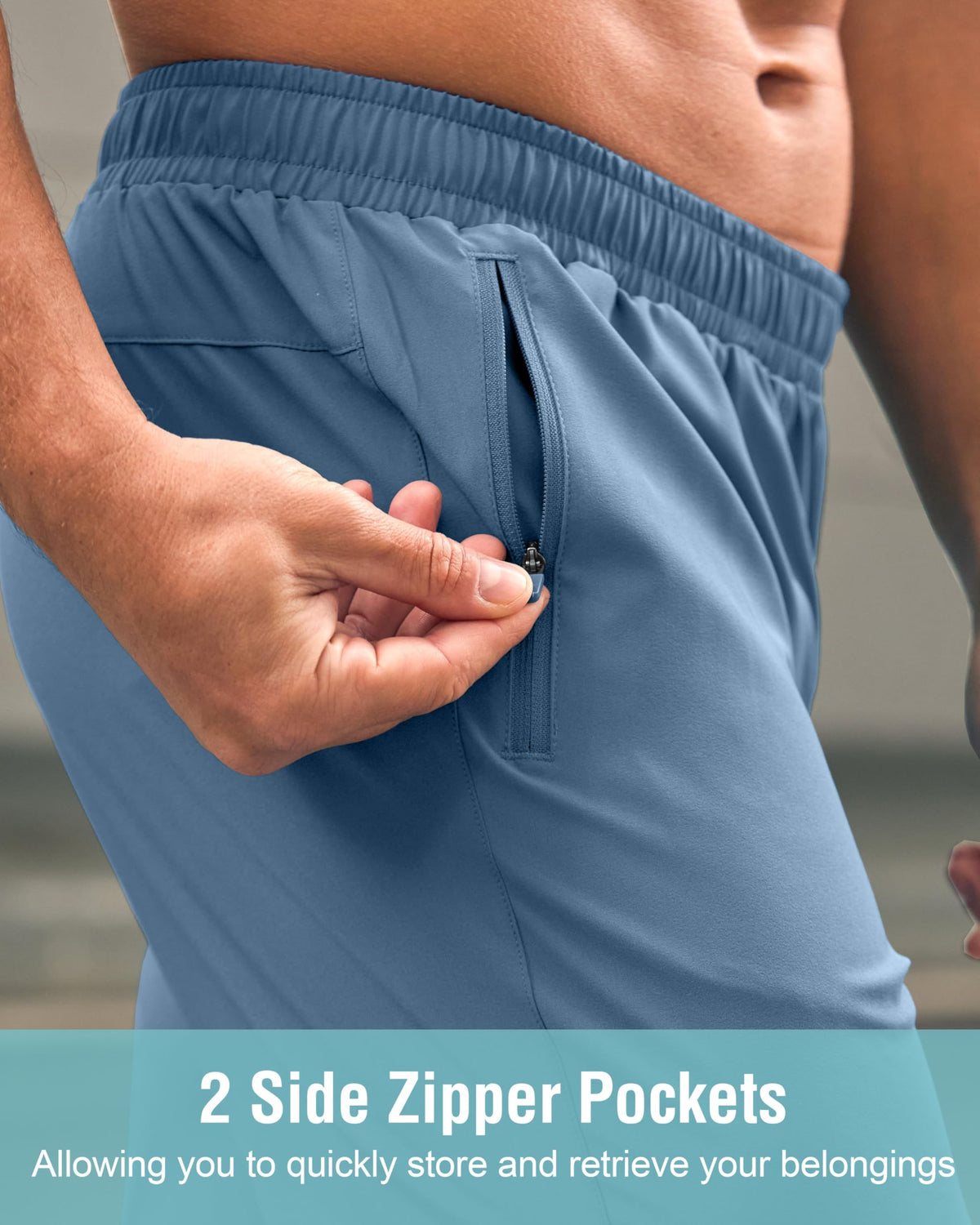 G Gradual Men's Athletic Running Shorts with Zipper Pockets Quick Dry 7"/ 5"/ 9" Workout Gym Shorts for Basketball Hiking(Federalblue,7M)