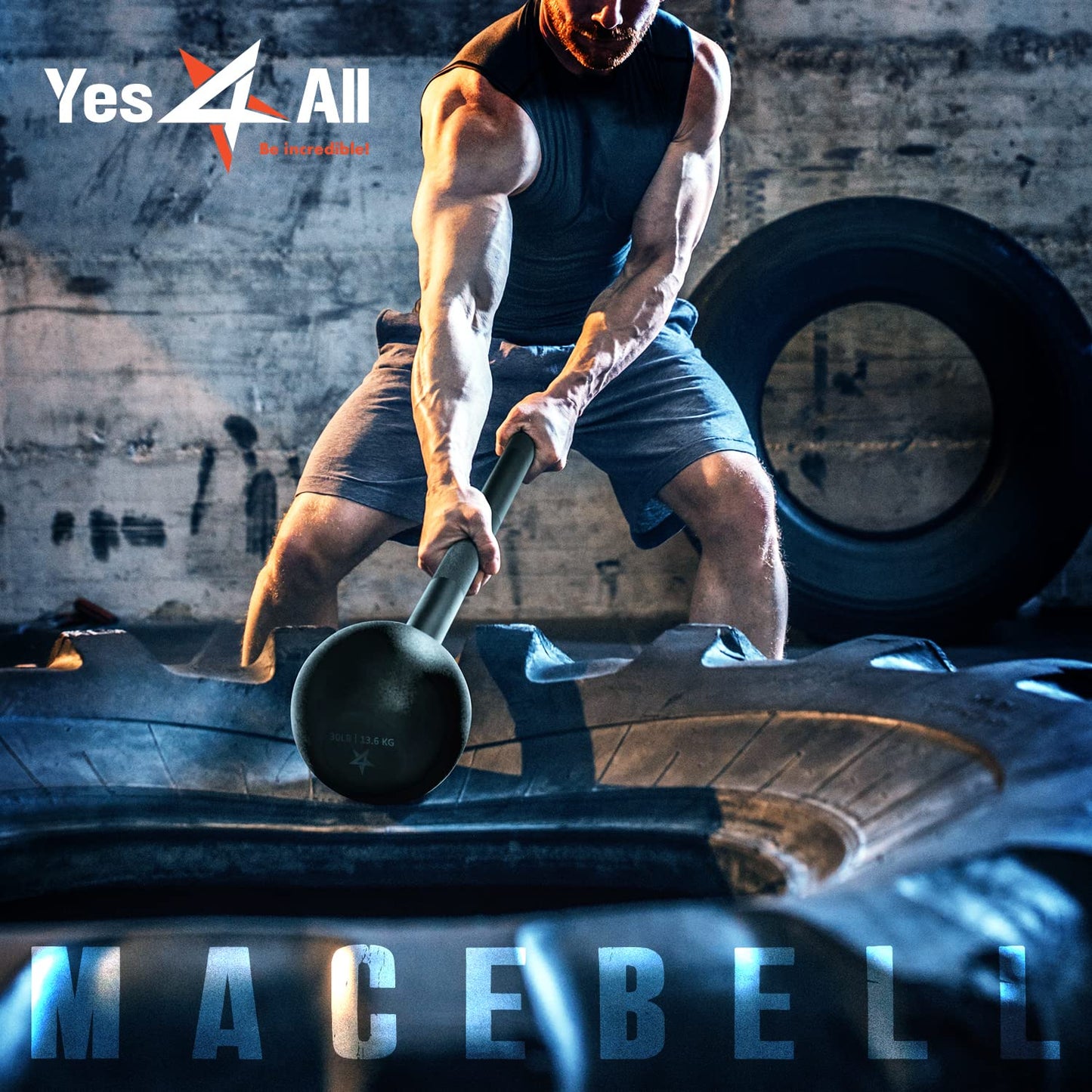 Yes4All Steel Mace Bell for Strength Training, Shoulder, Grips & Forearms Workouts - 20 Pounds