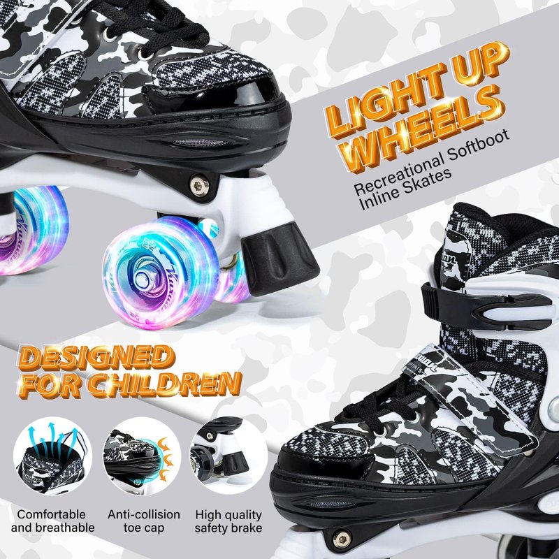 Roller Skates for Girls Womens Boys Ages 8-12 Adjustable Kids Youth Teens Rollerskate