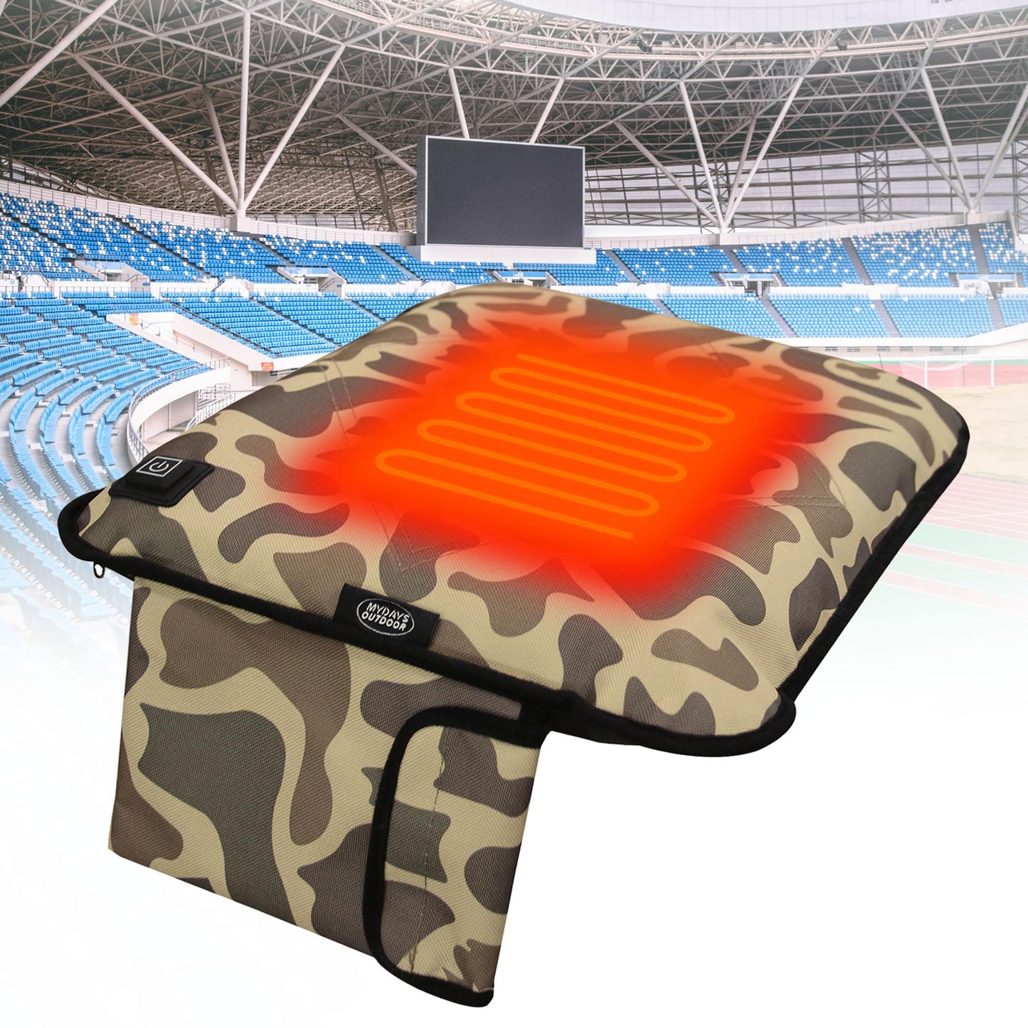 Portable Heated Seat Cushion,Heated Stadium Seats for Bleachers(Camo Green)