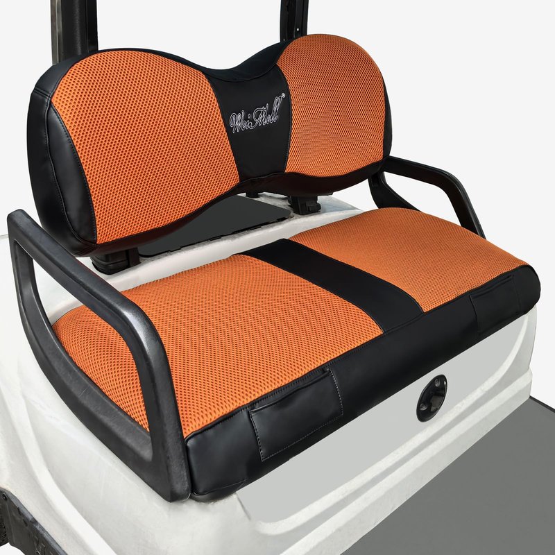 WEIMELL Golf Cart Seat Covers Fit Yamaha G29 Drive Front Seat Covers for Regular Cushion Breathable Thicken Mesh with Vinyl Leather No Nails Gun Easy to Install Black & Green