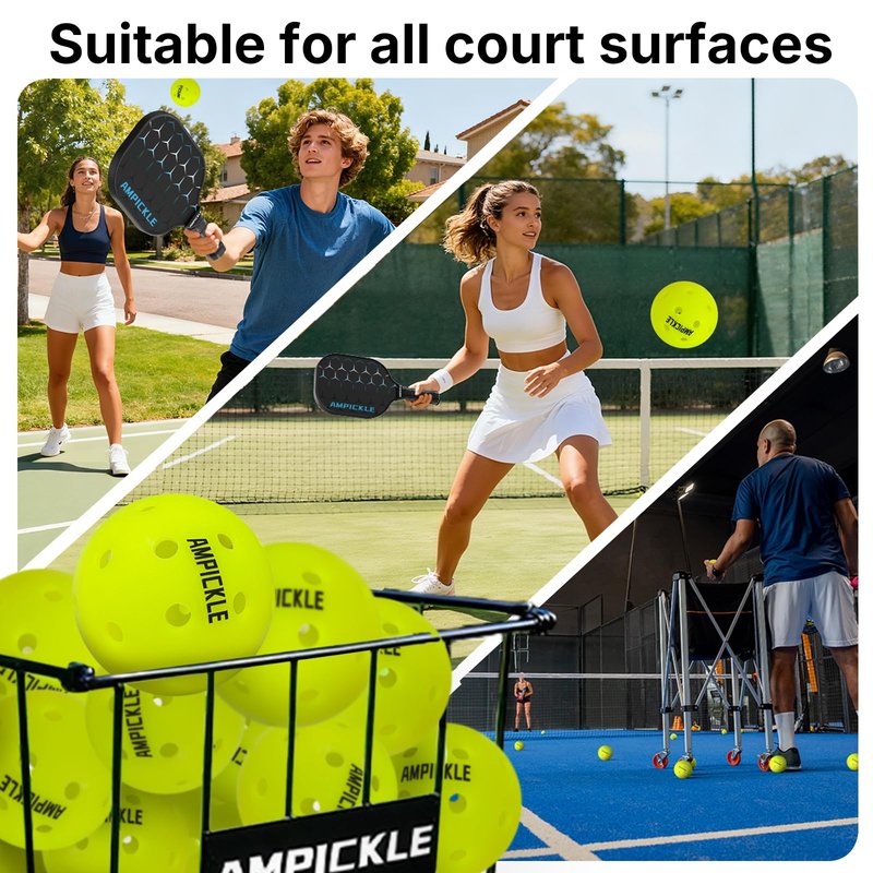 AMPICKLE Pickleball Balls，Withstands up to 1000 impacts， Crack-Resistant，40 Holes Outdoor Pickle Balls Set USAPA Official Standard，Pickle Ball for Tournament Play，3 Pack/6 Pack/12 Pack (6 Count)