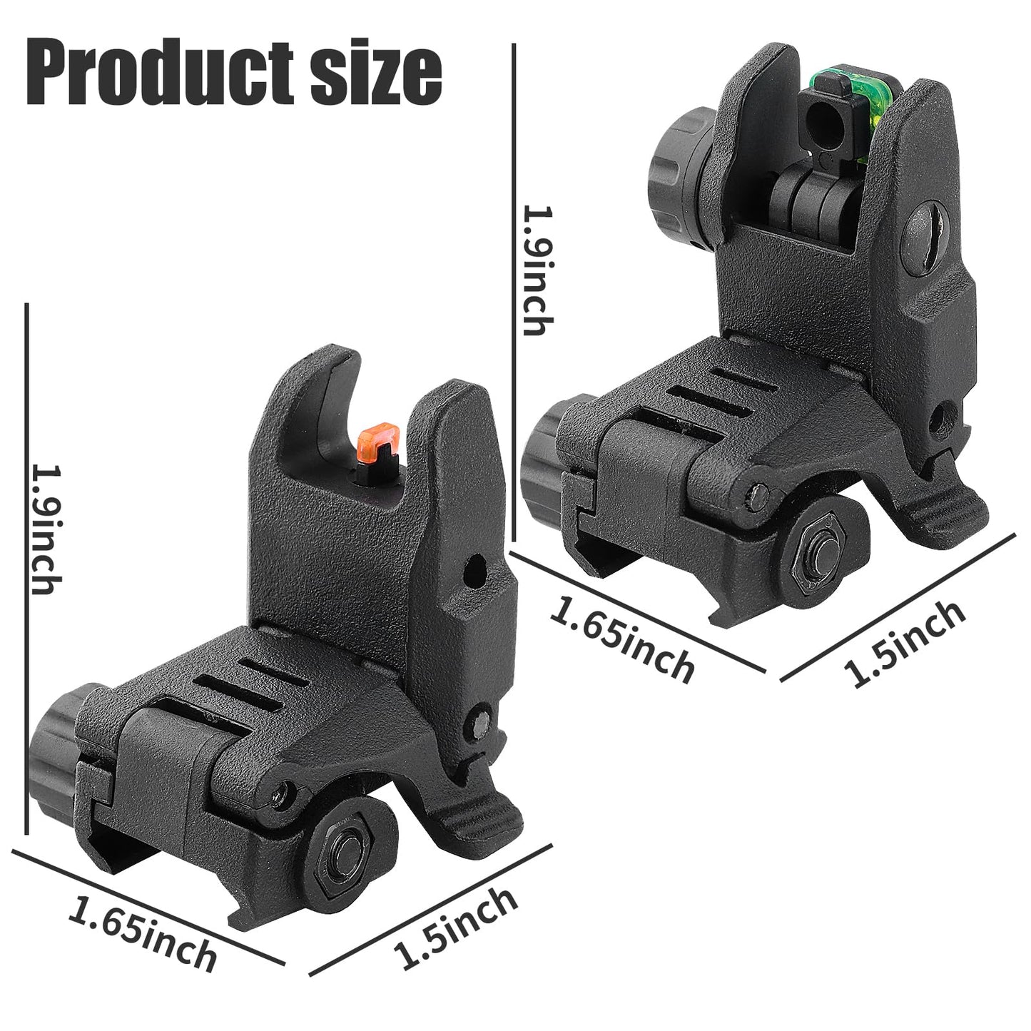 LXYYM Flip Up Sight Front and Rear Flip Lightweight Sights,with Green Red Fiber Optics Dots, Mounted on Any Picatinny Rail