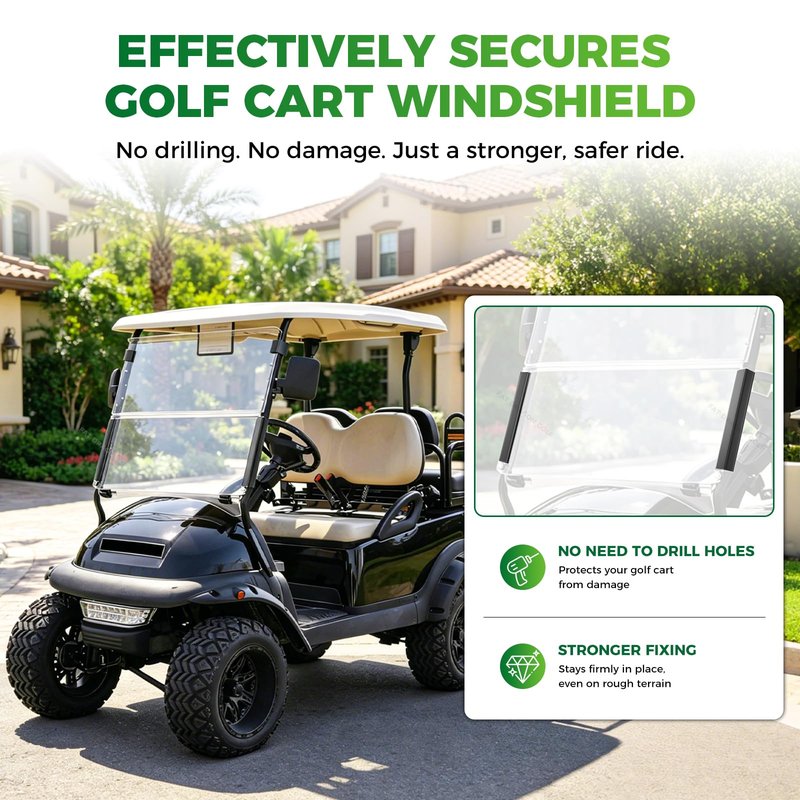 Panglong Golf Cart Windshield Clips-2PCS, Club Car Windshield Sash Clips for 1"x1" Tube, Suitable for Club Car DS, Precedent and Tempo Golf Cart, OEM#1014441-01 1021630-01(2Pcs)