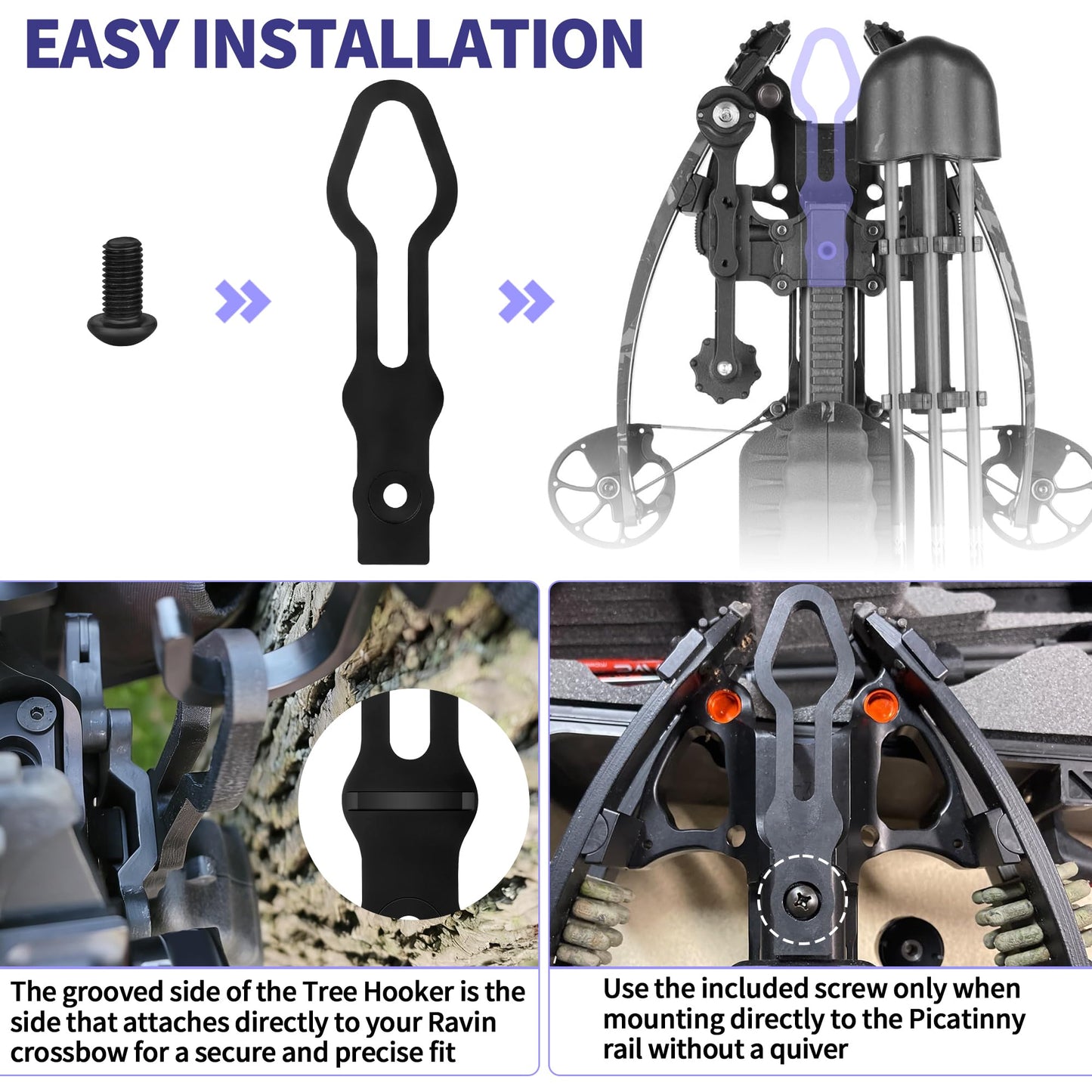 Dinlon Saddle Quiver Holder Crossbow Hanger, Tree Hooker Compatible with All Ravin Crossbows Models(Except R18), Crossbow Holder for Tree Stand Fit for Ravin Accessories, Hunting Crossbow Accessories