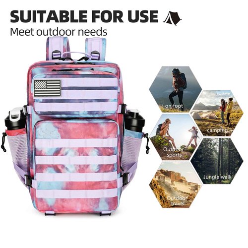 Lovelinks21 45L Tactical Assault Backpack 3 day assault pack with Molle Waterproof backpack Rucksack for Tactical Backpacks (Nebula Camo)
