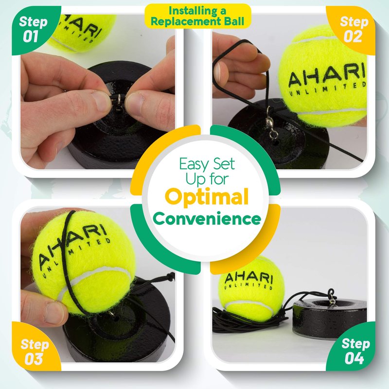 Ahari Unlimited Premium 3 Replacement Tennis Rebound Balls, String & Wristband - Portable Self Practice Training Exercise Sport Equipment, Trainer for Solo Training (3 Pack)
