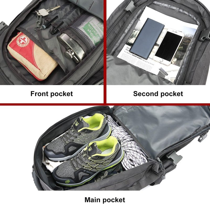 TheKidsRefined Large Tactical Expandable Backpack 39L-64L Military Bug Out Bag With Waist Strap