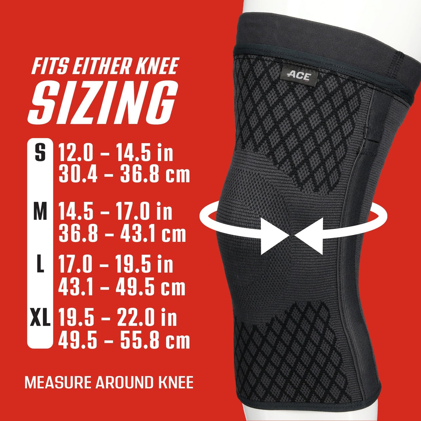 ACE Brand Flex Comfort Compression Knee Sleeve with Stabilizers, S
