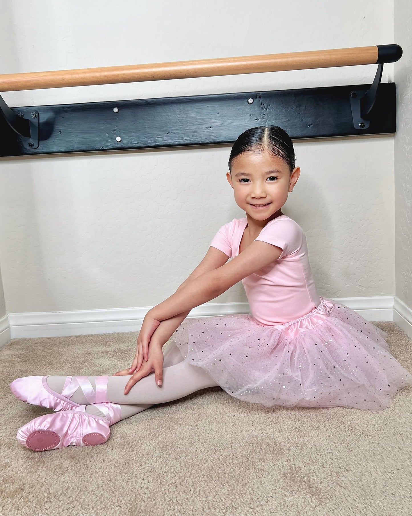 Stelle Ballet Shoes for Girls Satin/Ribbons Ballet Slippers Dance Shoes(Toddler/Little/Big Kids)(Pink,7MT)