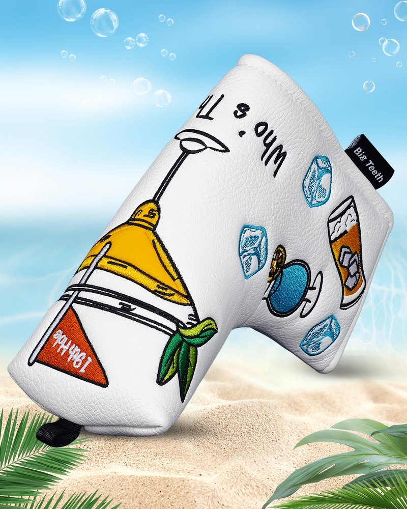 Big Teeth Golf 19th Hole Driver Headcover, Drink-Themed Cover,Funny and Cute Putter Cover White Golf Club Covers Golf Gifts (Blade)