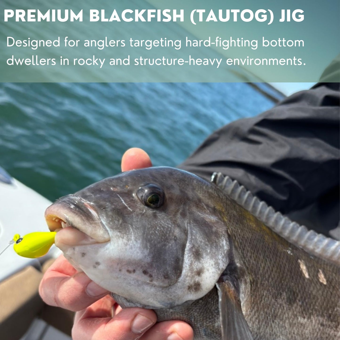 Rock Bottom Jigs™ - 0.5 oz, Chartreuse Glow, Premium Saltwater Fishing Jig for Blackfish (Tautog), Sheepshead, Grouper - Wide-Body Design for Less Snag - VMC Hooks & Durable Construction - 2 Pack