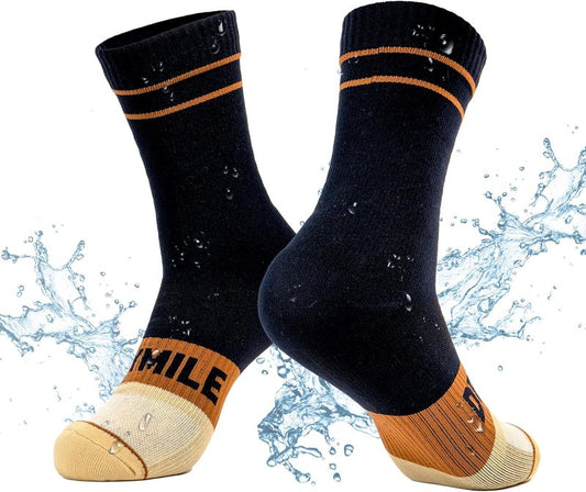 Mountain Waterproof Wool Socks - Breathable Cushioned Hiking & Skiing Crew Socks | Ideal for Winter Activities