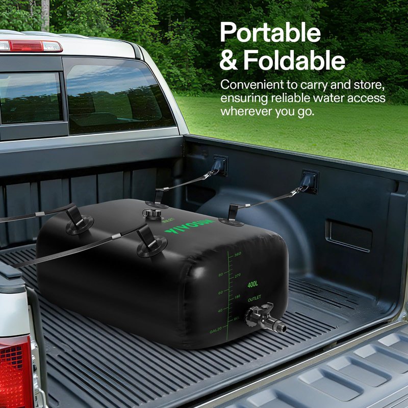 VIVOSUN 400 L/106 Gal Water Storage Bladder, Foldable and Portable Water Tank, Water Storage Bag Containers for RV, Camping, Garden, Irrigation, Drought Resistance, Firefighting