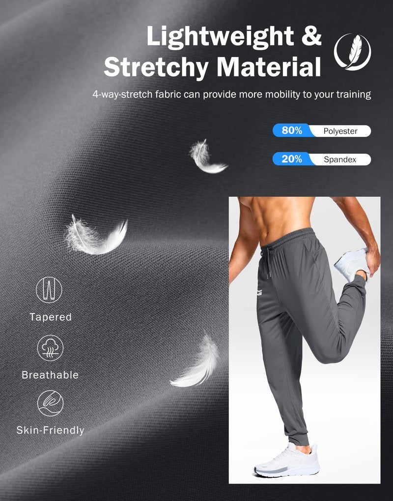 G Gradual Men's Joggers Lightweight Athletic Workout Pants with Pockets Stretch Track Running Sweatpants for Men Gym Sports(Graphite Grey,L)