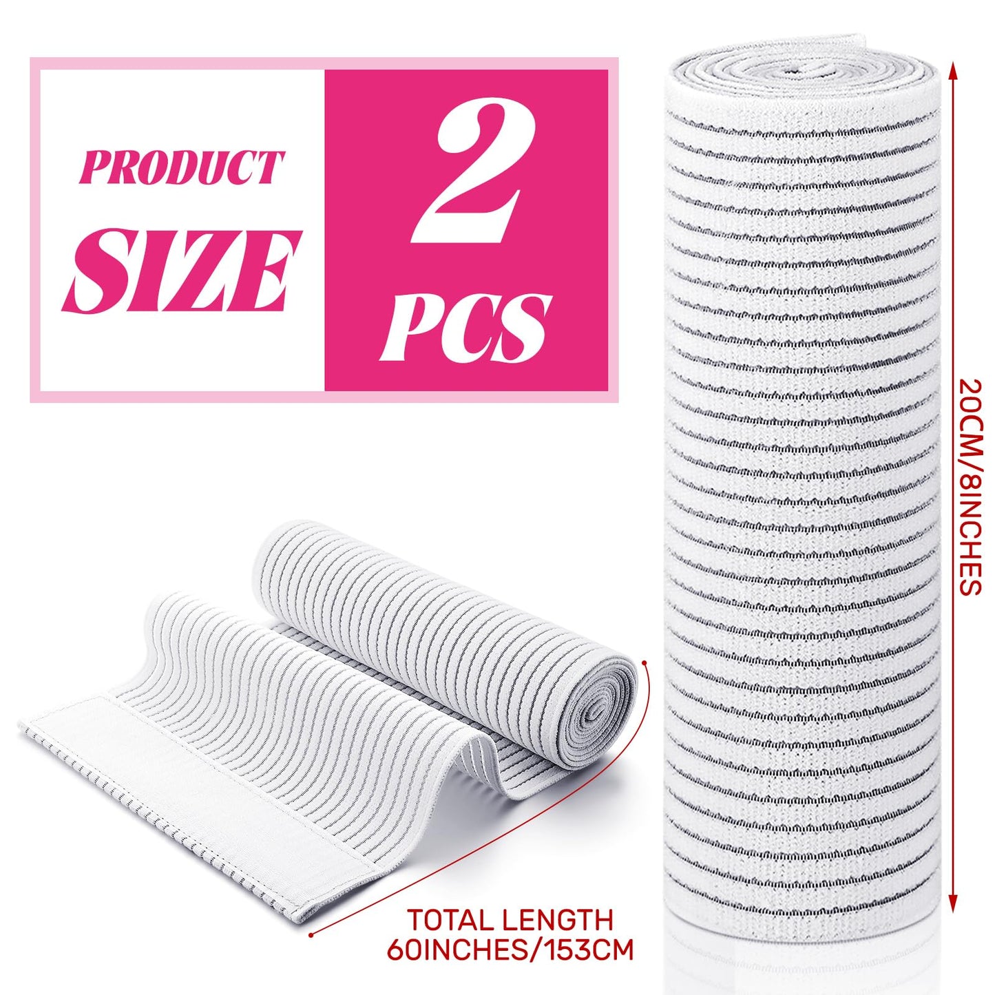 Geiserailie 2 Pcs Chest Compression Wrap Breast Support Band Sports Support Strap Bandage Adjustable Chest Binder for Large Breasted Women Prevent Breast Bounce for Sports Running(White,Large)