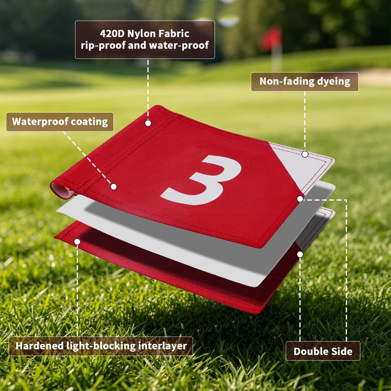 Crestgolf 4 PCS Mini Golf Flags for Yard, All 8x6 Inch, Upgraded Dual-Layer 420D Nylon, Double Sided Printing, Numbered 1-4 Golf Pin Flags for Practice Putting Green with Tube Inserted