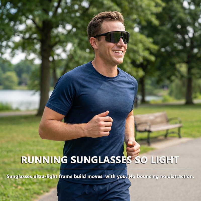 BangLong Lightweight Polarized Sports Sunglasses for Men Women, UV400 Protection Wrap-Around Sunglasses for Running Cycling Baseball Fishing