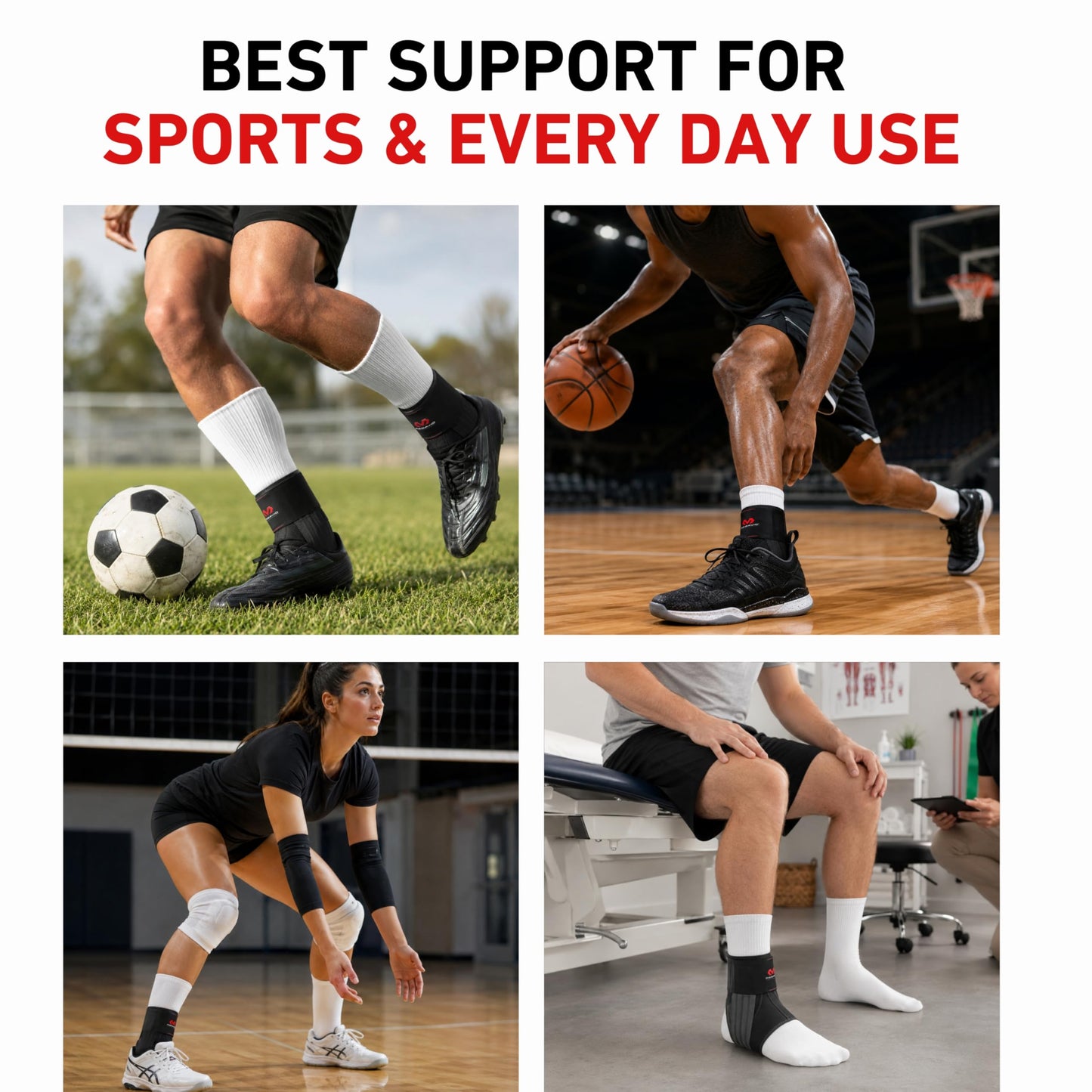 McDavid Ankle Brace, Low Profile Lace-Free Phantom Ankle Braces for Men Basketball and more. Lightweight Design, Advanced Strapping & Flex-Support