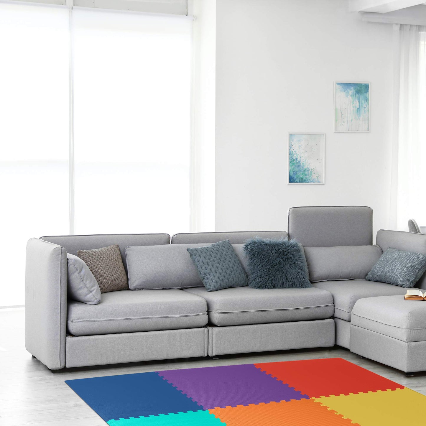 We Sell Mats 3/8 Inch Thick Multipurpose Exercise Floor Mat with EVA Foam, Interlocking Tiles, Anti-Fatigue for Home, or Gym, 24 in x 24 in