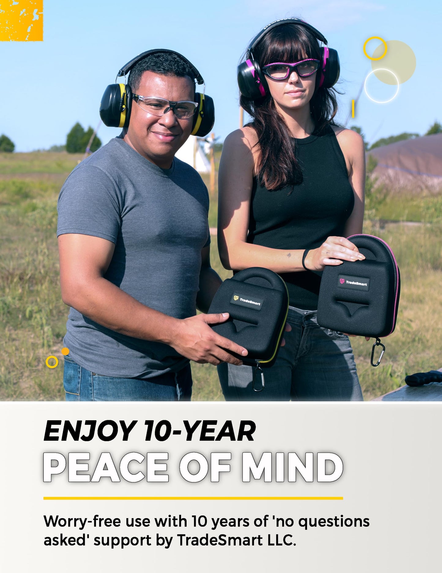 TradeSmart All-in-One Shooting Ear Protection - Comfort+ NRR 28 Earmuffs, Glasses & Earplugs + Carry Case