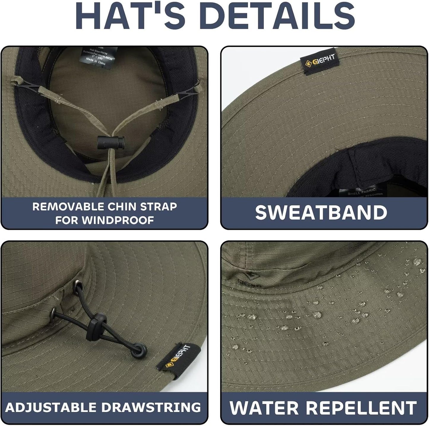 Fishing Hat for Men - Wide Brim Bucket Hat with SPF UV Protection | XL XXL for Big Heads, Ideal for Hiking & Beach Safari