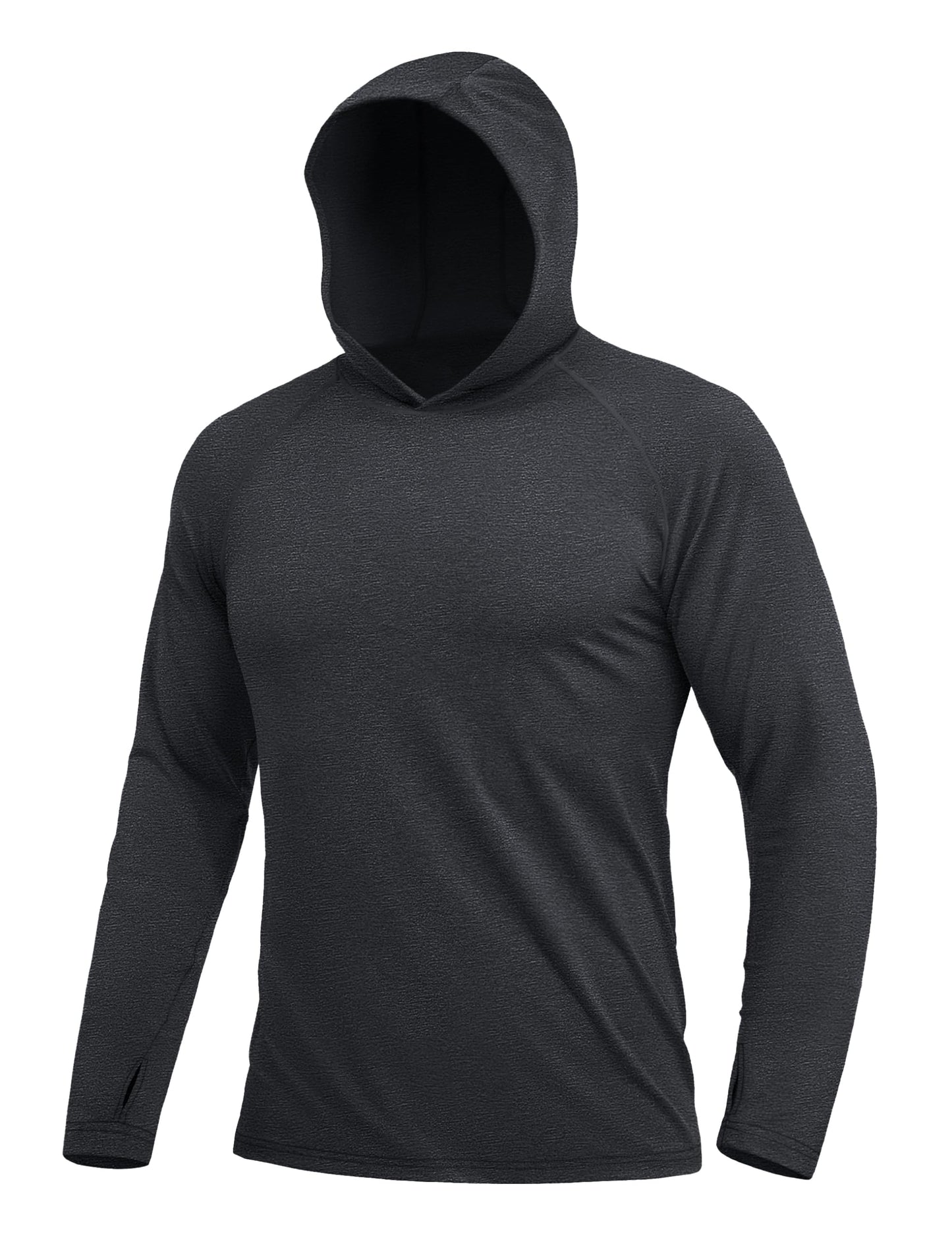 MAGCOMSEN Long Sleeve Shirts for Men Hooded UV Protection Sun Shirt Lightweight Fishing Workout Athletic Swim Rash Guard Black, XL
