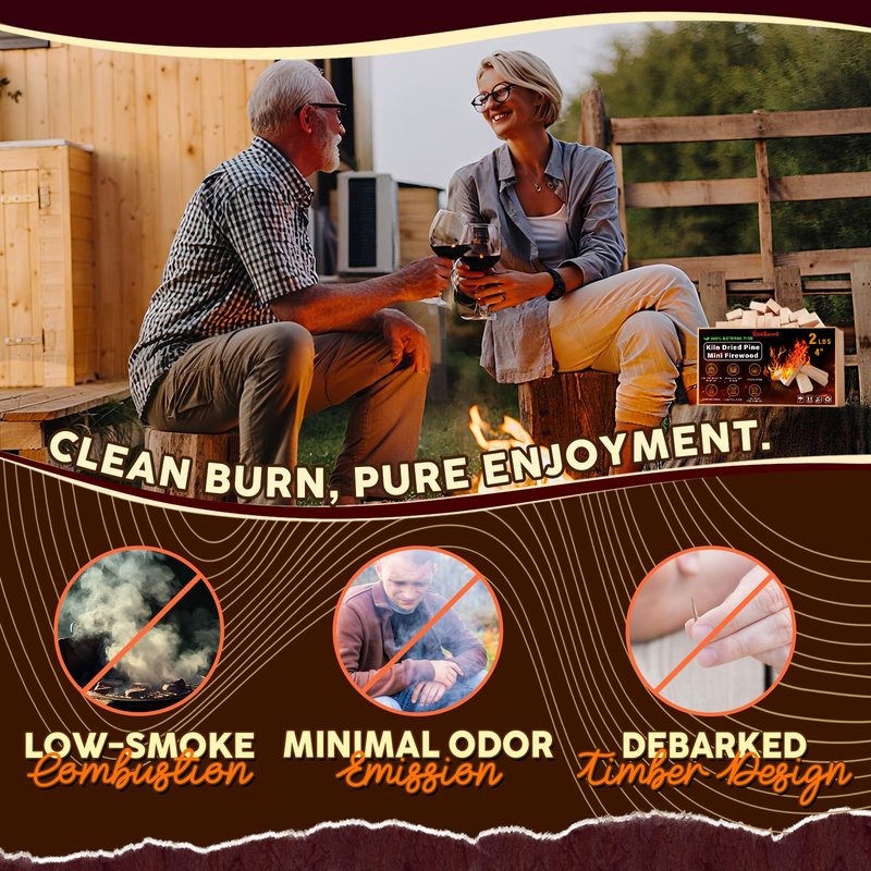 KoleSummit Mini Firewood 4" Kiln Dried Fire Pit Wood for Solo Stove Accessories, Camp Stoves, Tabletop Pits, BBQ Grills & Pizza Ovens 2 lb Box with Fire Starters & Handling Gloves