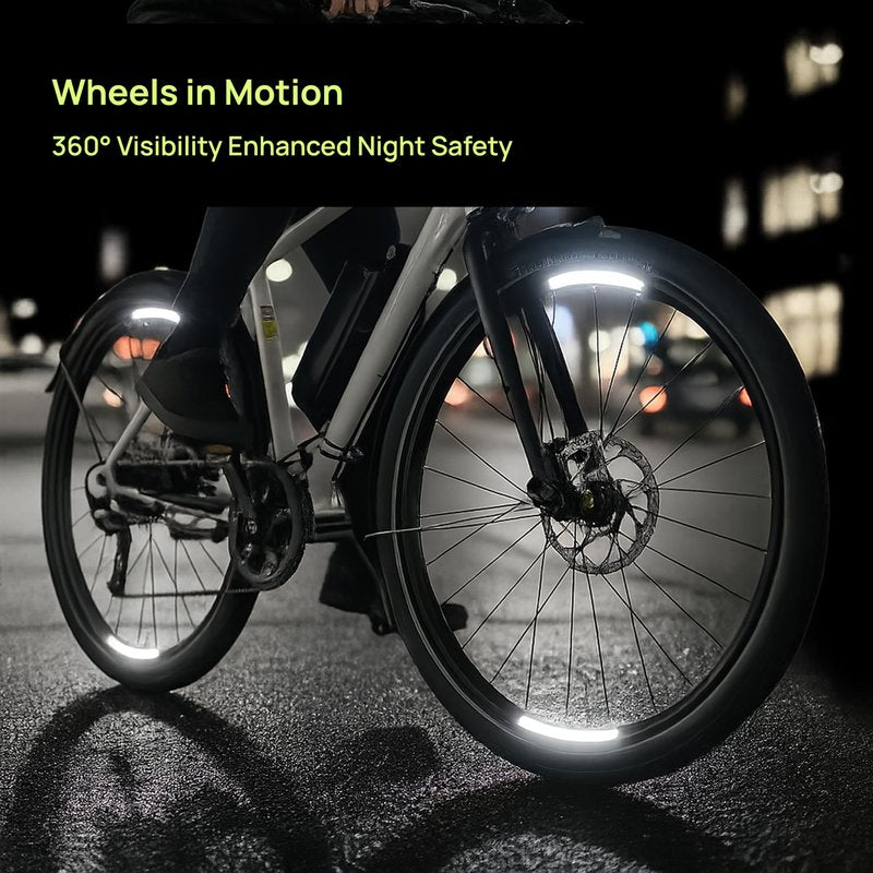 ReflecToes 720 Reflective Wheel Rim Stickers - 16 Pcs Reflective Decals, 720+ Candle Power Wheel Reflectors for Bike - High-Intensity Retroreflective Rim Tape