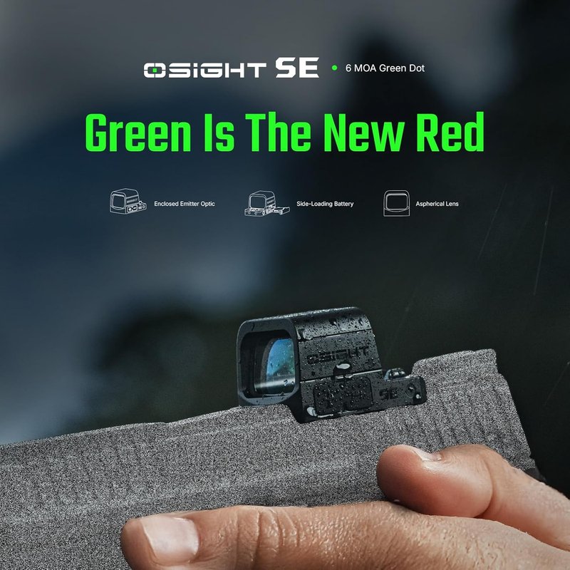 OSIGHT SE 6 MOA Green Dot Sight - Dual Reticle with 2 MOA Dot & 32 MOA Circle for Precision Shooting