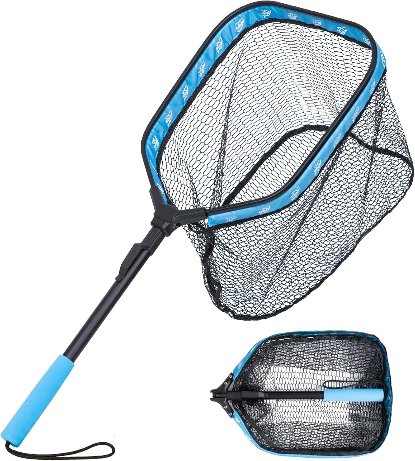 Collapsible Fishing Net - Floating Landing Net with Rubber Coated Polyethylene for Bass & Trout | Ideal for Kayak & Boat Fishing