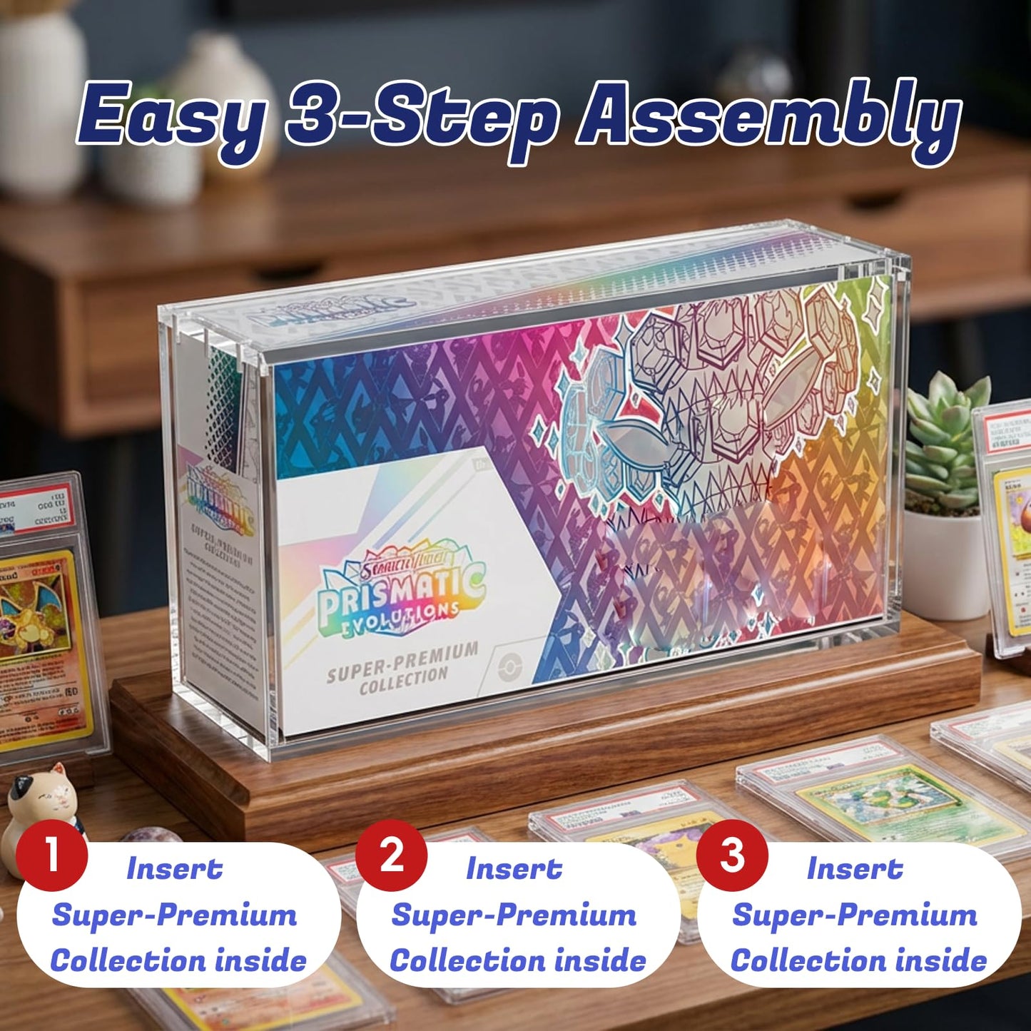 EAVAN Prismatic Evolutions SPC Box Acrylic Case Protector – 8mm Thick Clear Acrylic Display Case with 5mm Magnetic Lid, Protective Storage Box Compatible with SPC Collection Box for TCG Collectors