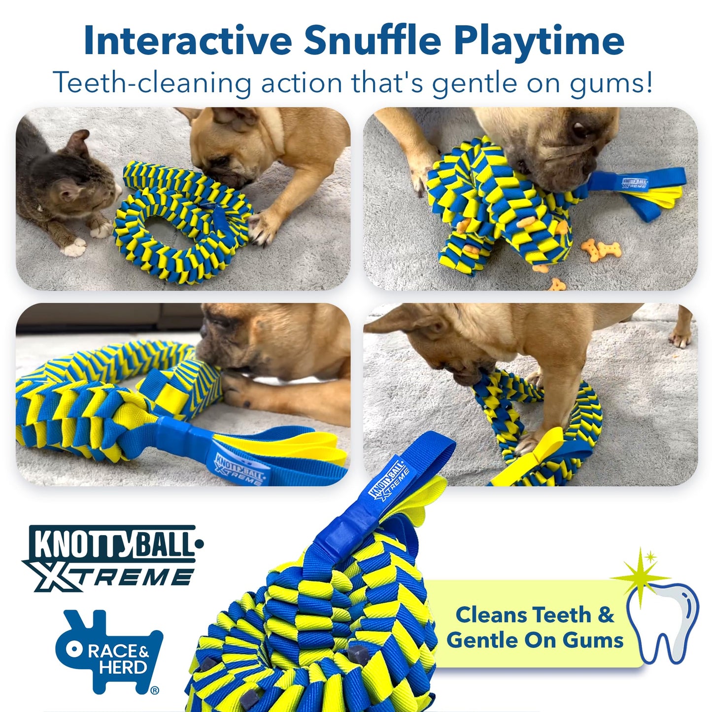 Race&Herd KnottyBall Xtreme Snuffle Ball for Dogs - Interactive Dog Puzzle Toy for Smart Dogs, Treat Puzzle Toys for Dogs Enrichment, Dog Snuffle Toy Ball Treat Dispensing Smart Dog Toys