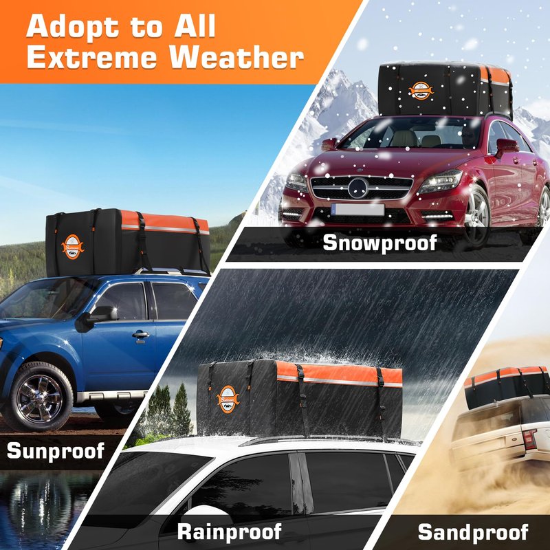 Sailnovo Rooftop Cargo Carrier 20 Cubic, Waterproof Car Roof Bag Soft-Shell Carriers Top Luggage Storage with Slip Mat, 6 Door Hooks & Heavy-Duty PVC for All Vehicle Roof with/Without Rack Cross Bar
