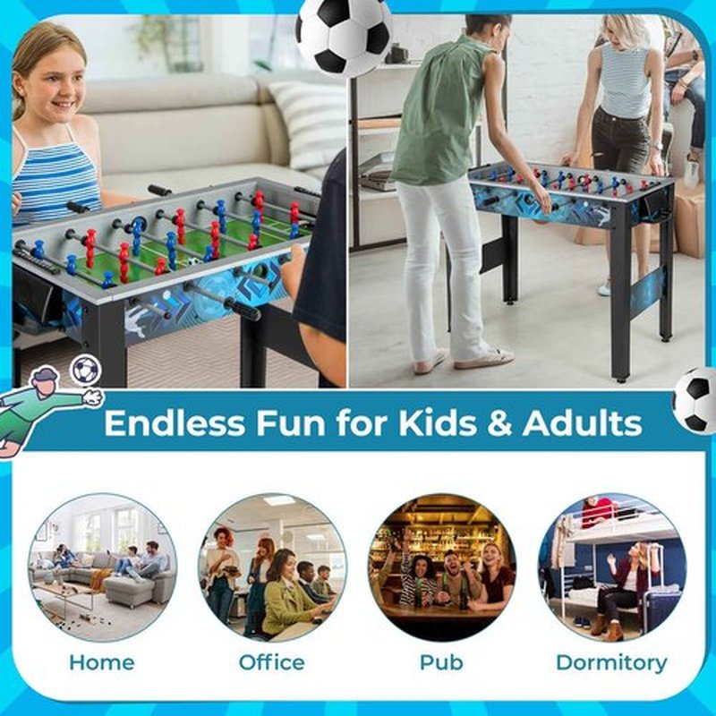GYMAX Foosball Table, 38" Soccer Game Table Set with 2 Footballs, Mini Foosball Table for Kids Adults Home Game Room Family Night