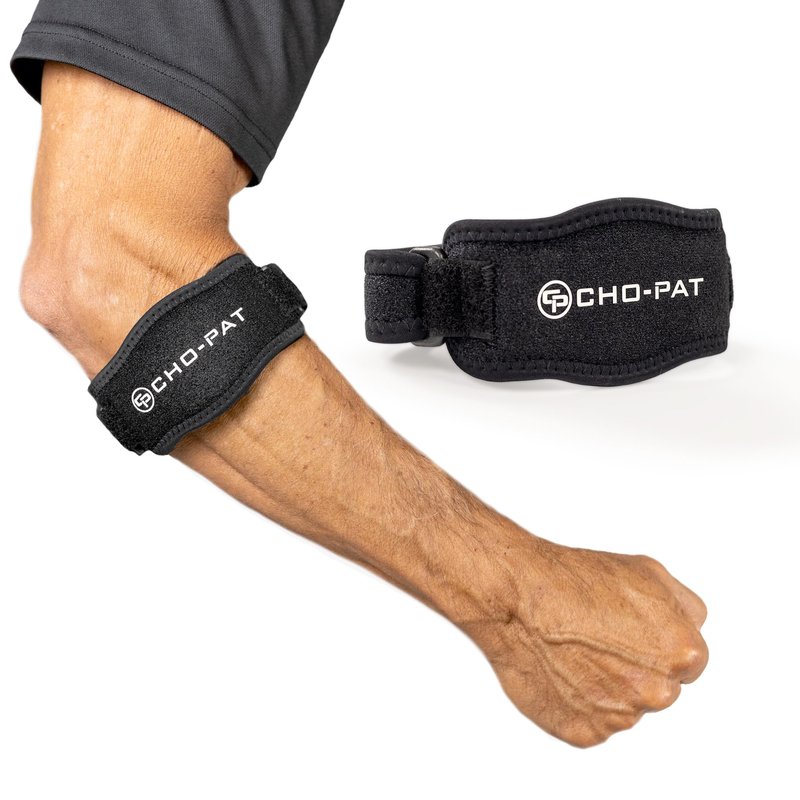 Cho-Pat Tennis Elbow Strap, Adjustable Forearm Support for Tennis Elbow, Overuse Syndromes, Muscle Strains, and Tendonitis, OSFM